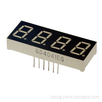 0.4-inch Four-digit LED Display, Yellow Green Color, 570nm, Common Cathode